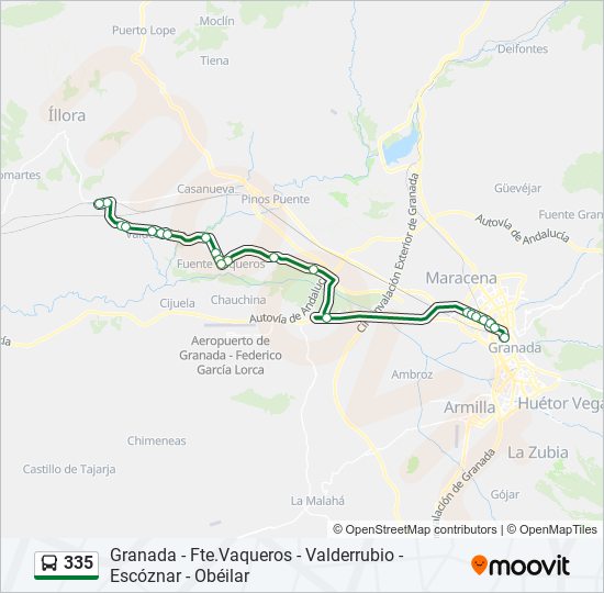 Mapa de 335 de autobús