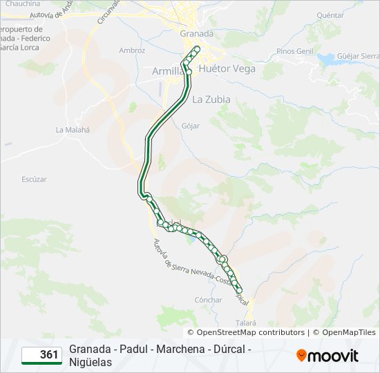 Mapa de 361 de bus