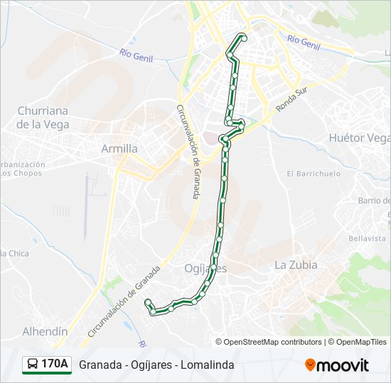 170A bus Mapa de línia