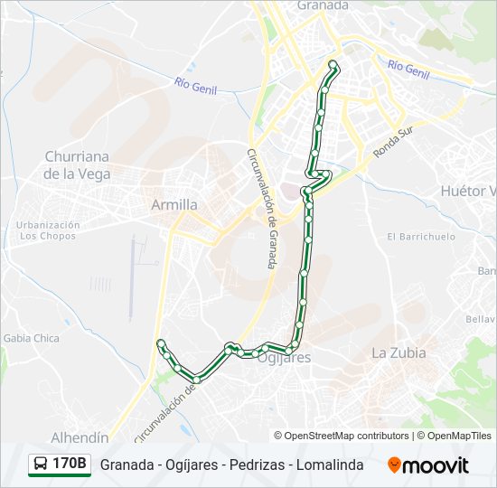 Mapa de 170B de autobús