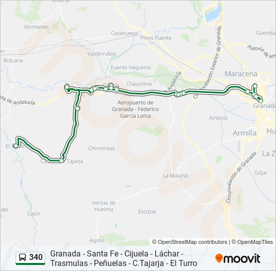 340 bus Mapa de línia