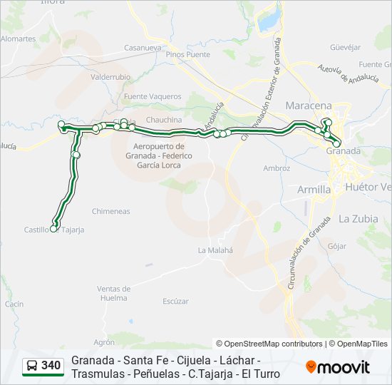 340 bus Mapa de línia