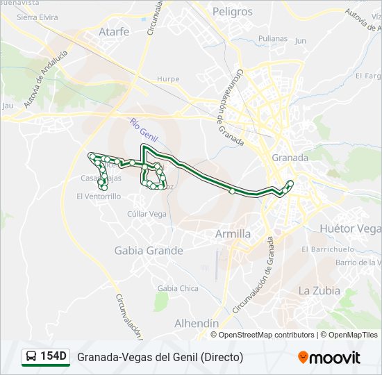 Mapa de 154D de autobús