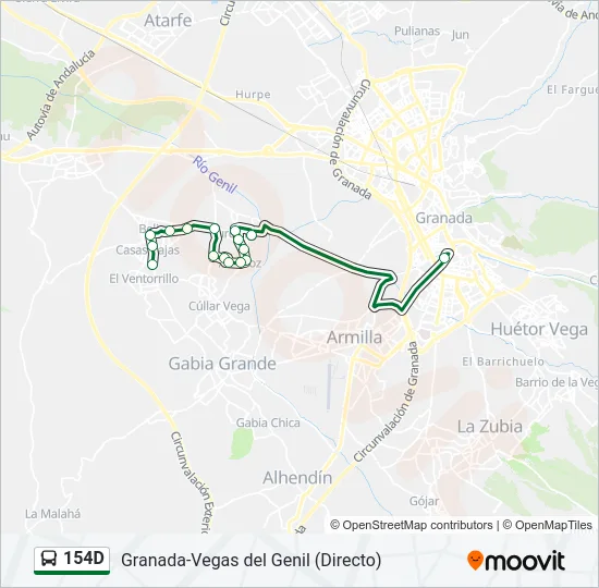 154D Bus Line Map