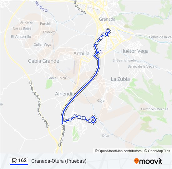 Mapa de 162 de autobús