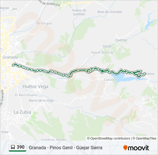 Mapa de 390 de autobús