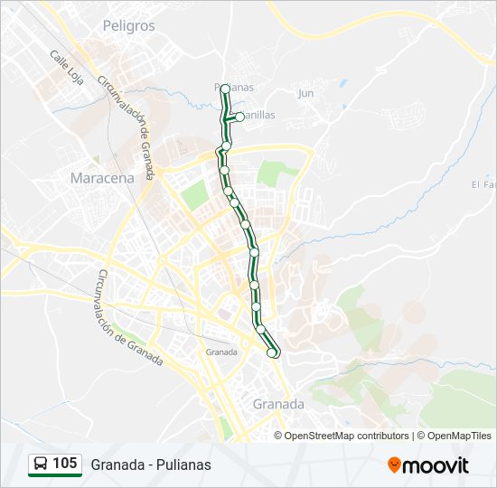 Mapa de 105 de autobús