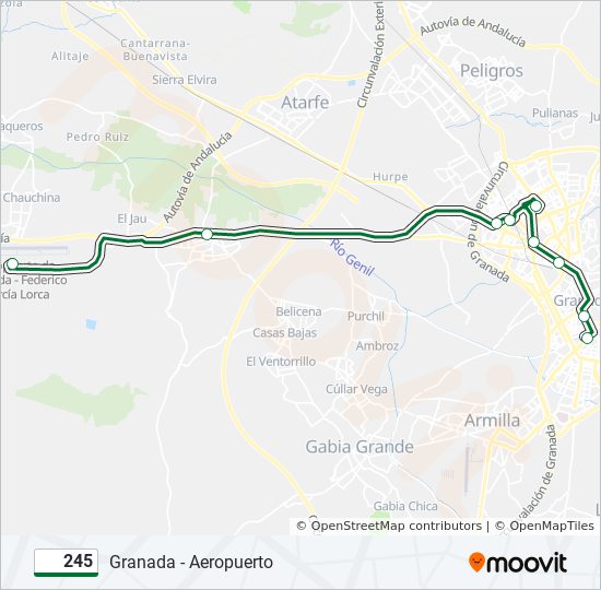 Mapa de 245 de autobús