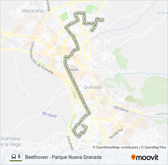 Mapa de 5 de autobús Mapa de 5 de autobús