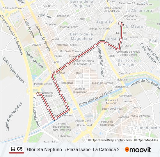 Mapa de C5 de autobús