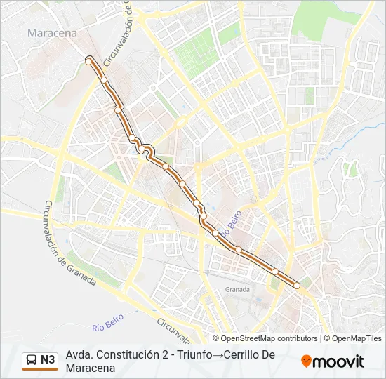 N3 Bus Line Map