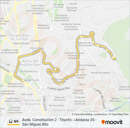 N9 Bus Line Map
