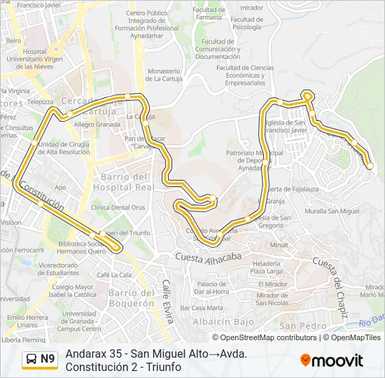 N9 Bus Line Map