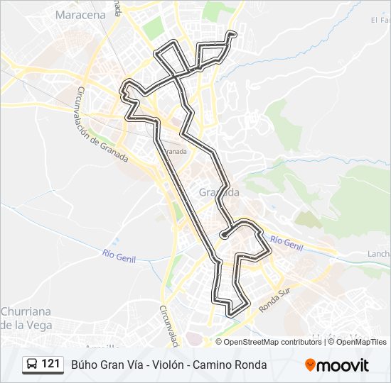 Mapa de 121 de autobús