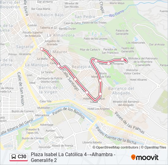 Mapa de C30 de autobús