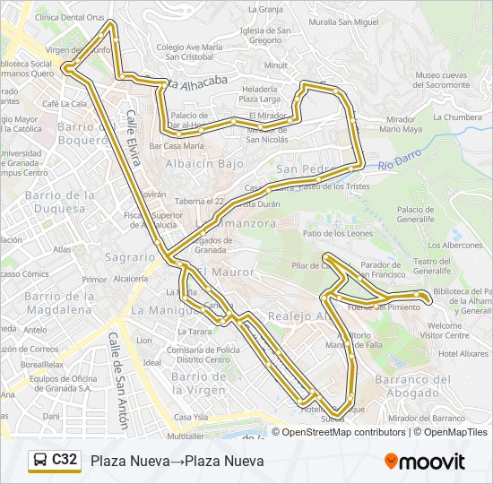 Mapa de C32 de autobús