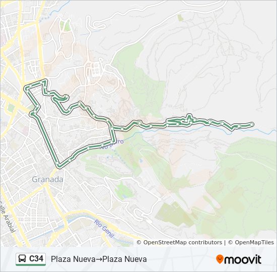 Mapa de C34 de autobús Mapa de C34 de autobús