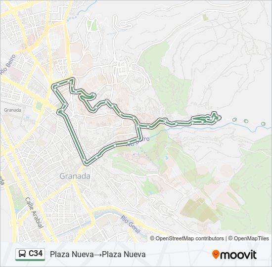 Mapa de C34 de autobús