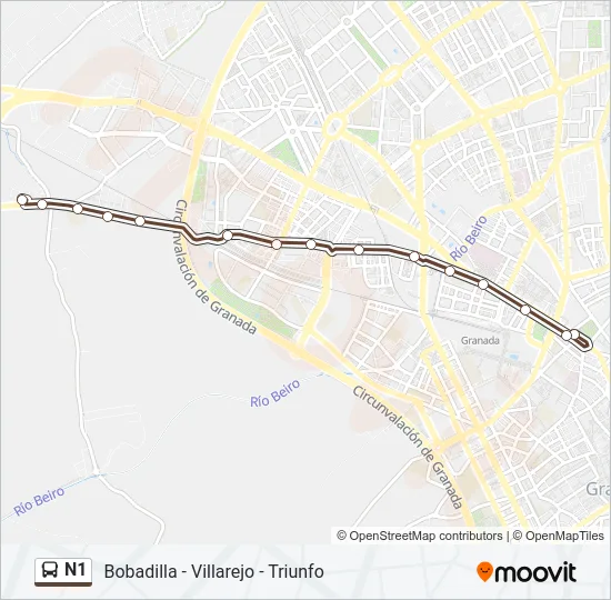 N1 Bus Line Map