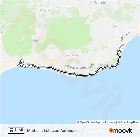 Mapa de L-60 de autobús