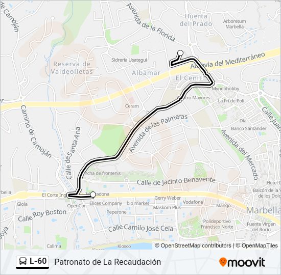 Mapa de L-60 de autobús
