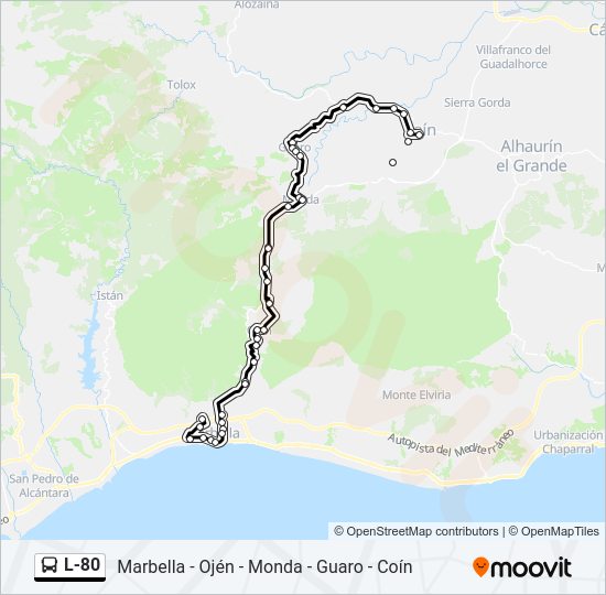 Mapa de L-80 de autobús