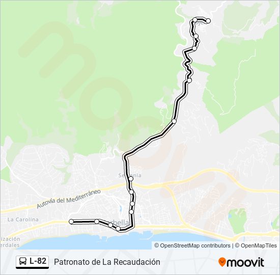 Mapa de L-82 de autobús