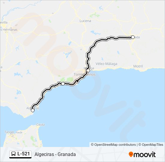 Mapa de L-521 de autobús