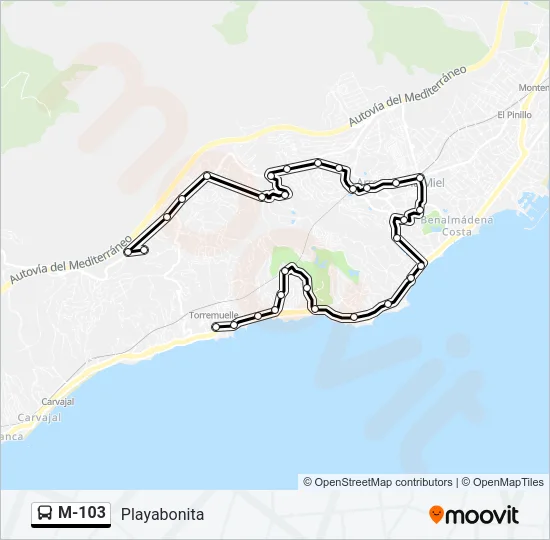 M-103 Bus Line Map