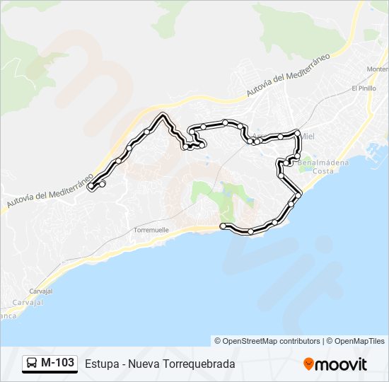 Mapa de M-103 de autobús