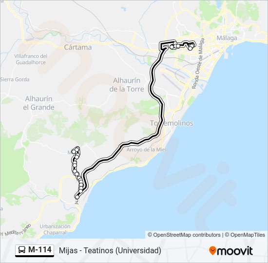 M-114 bus Mapa de línia