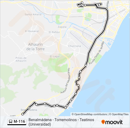 Mapa de M-116 de autobús
