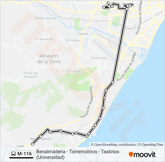 M-116 Bus Line Map