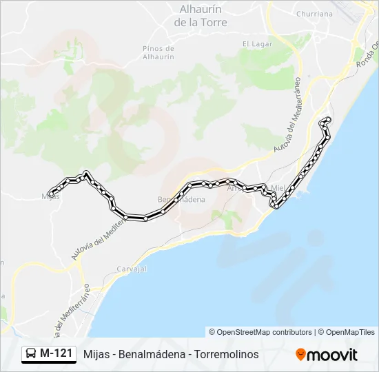 M-121 Bus Line Map