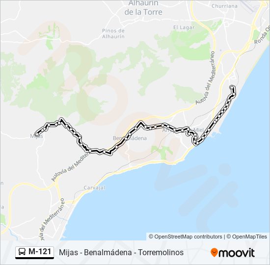 Mapa de M-121 de autobús