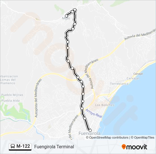 M-122 bus Mapa de línia