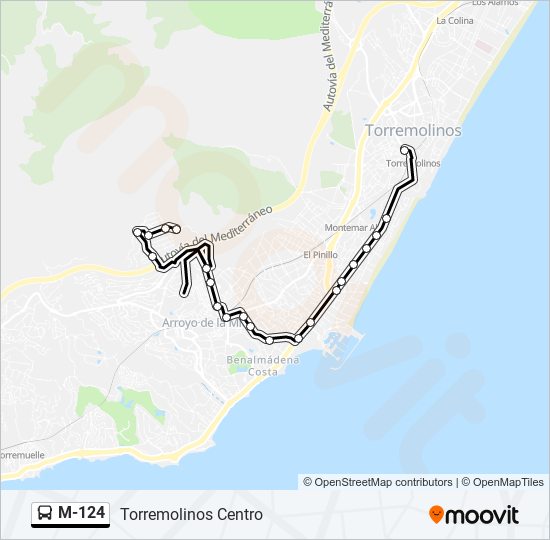 M-124 bus Mapa de línia