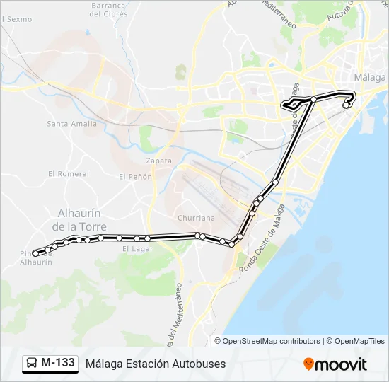 M-133 Bus Line Map