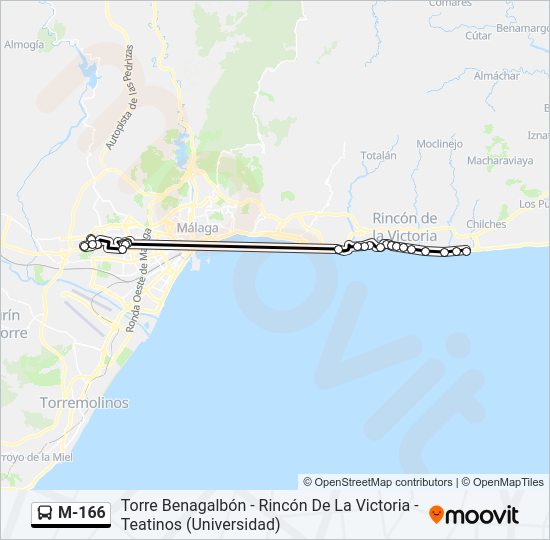 Mapa de M-166 de autobús