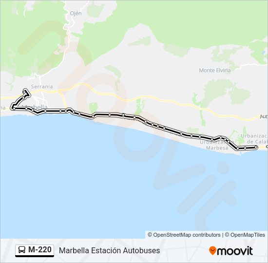 Mapa de M-220 de autobús
