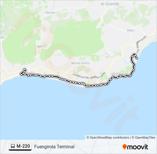 M-220 bus Line Map