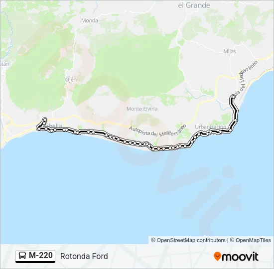 M-220 Bus Line Map
