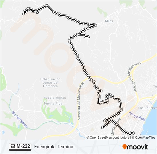 M-222 bus Mapa de línia