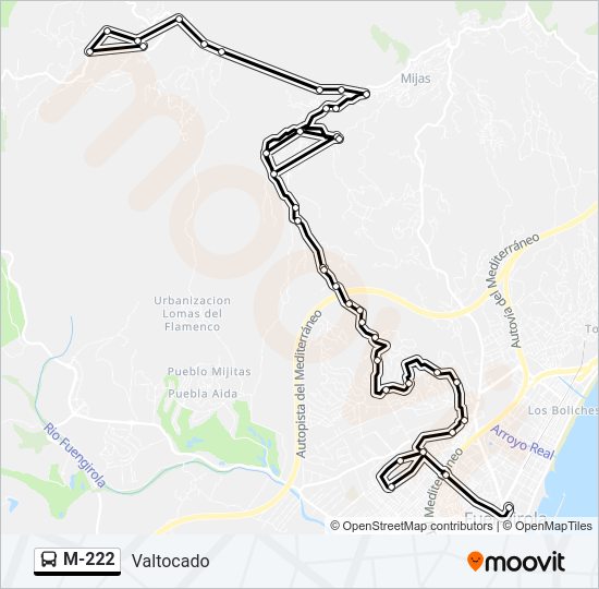 Mapa de M-222 de autobús