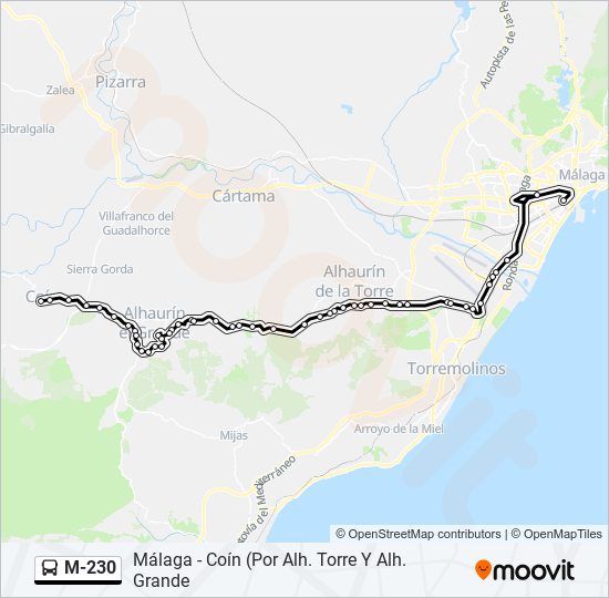 Mapa de M-230 de autobús