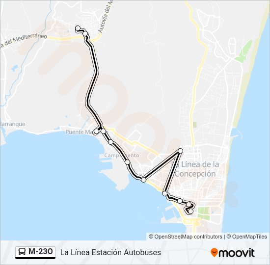 Mapa de M-23O de autobús