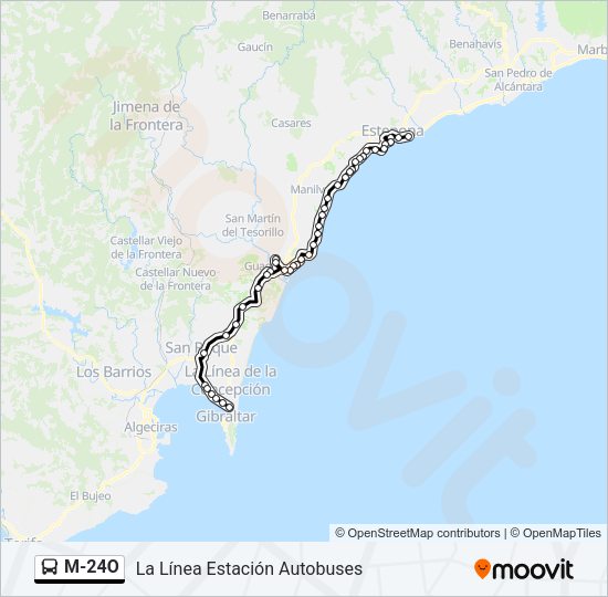 Mapa de M-24O de autobús
