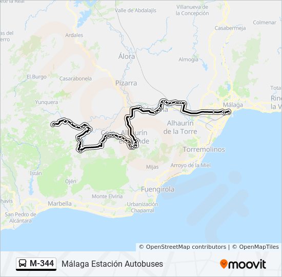 M-344 bus Line Map