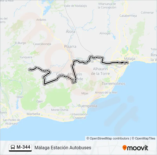 M-344 Bus Line Map