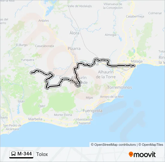 M-344 Bus Line Map
